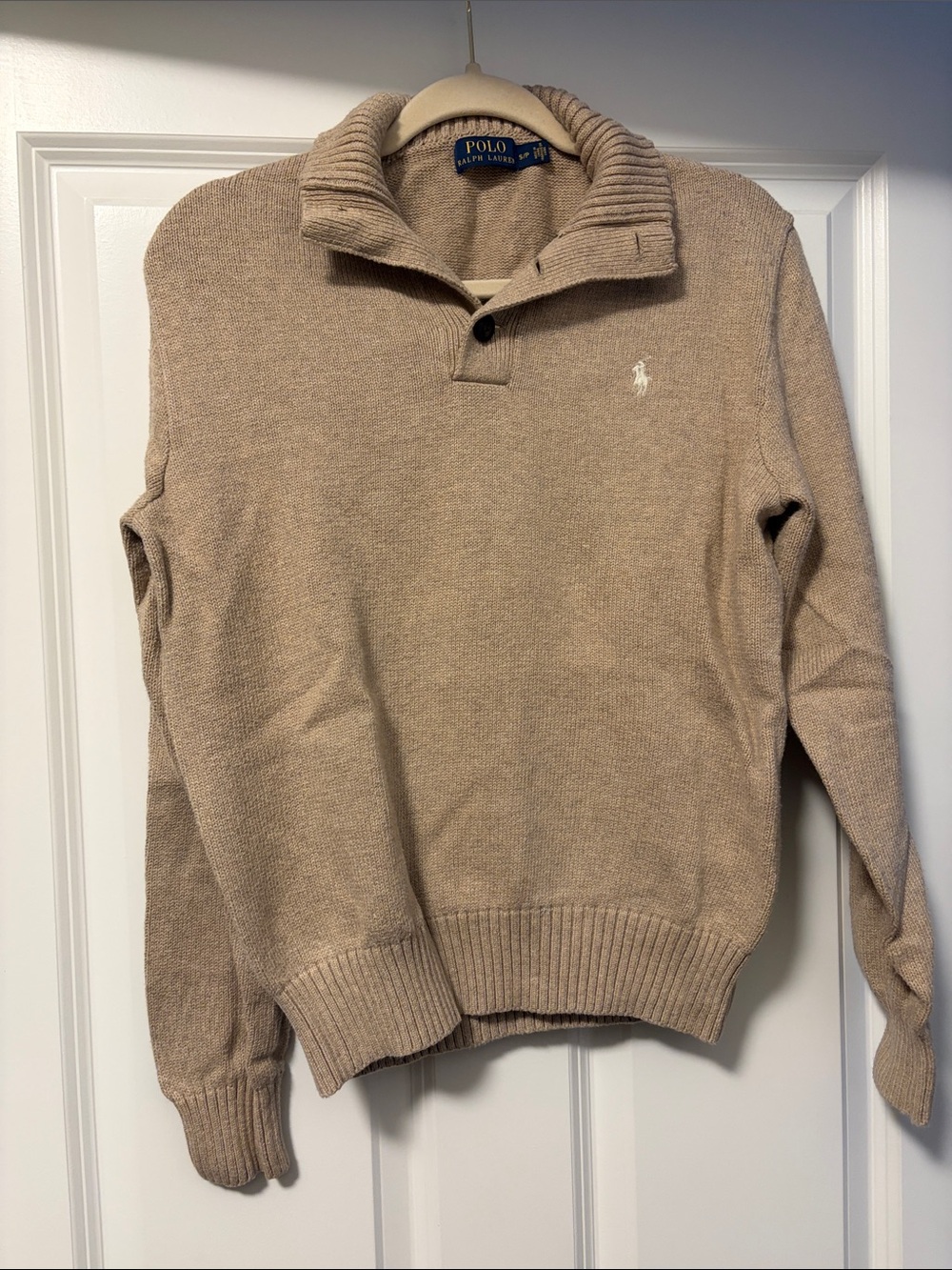 Polo by Ralph Lauren Men's Shawl-Collar Pullover in Beige
